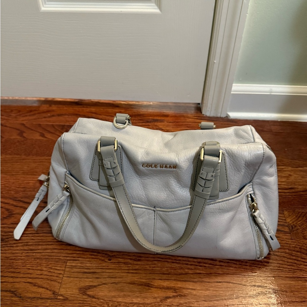 Cole Haan Light Gray Leather Satchel